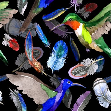 Suluboya kuş tüyü desen Wing.