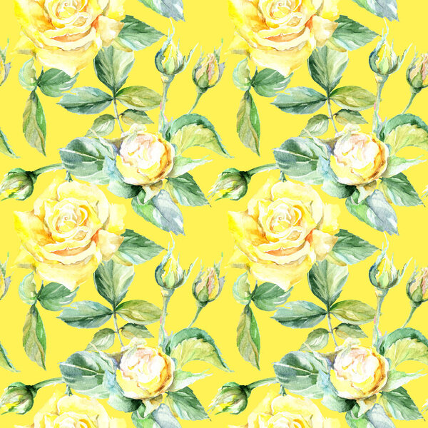 Wildflower rose flower pattern in a watercolor style.