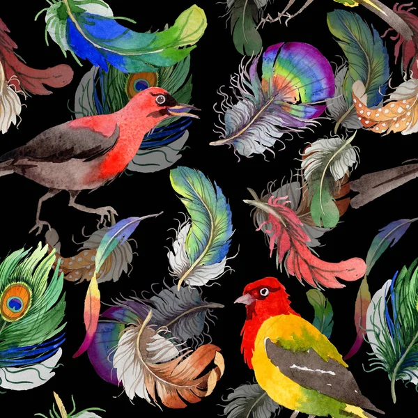 Suluboya kuş tüyü desen Wing.