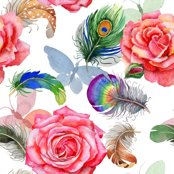 Suluboya kuş tüyü desen Wing.