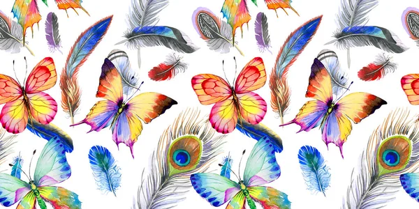 날개에서 수채화 새 깃털 패턴. — 스톡 사진