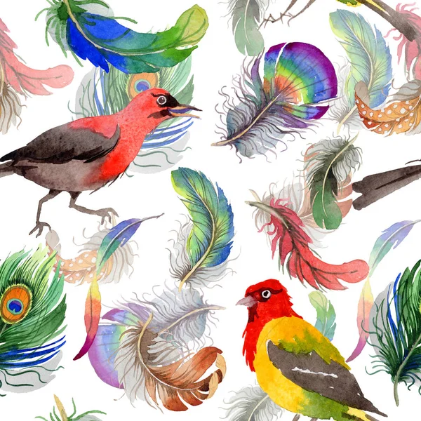 Watercolor bird feather pattern from wing. — Stock Photo, Image