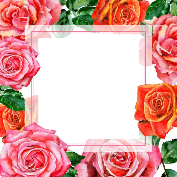 Cadre fleur rose fleur sauvage dans un style aquarelle . — Photo