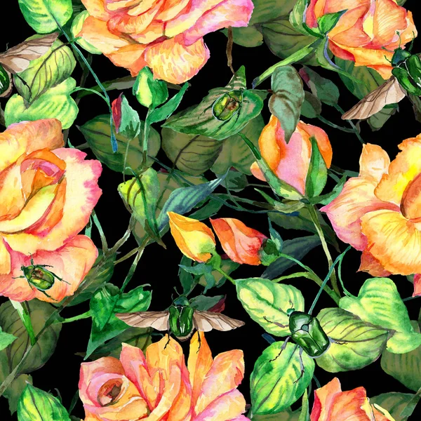 Kır çiçeği gül çiçek deseni suluboya tarzında.