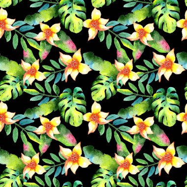 Tropikal Hawaii palmiye ağacı desen bir suluboya tarzında bırakır..