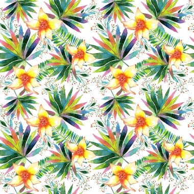 Tropikal Hawaii palmiye ağacı desen bir suluboya tarzında bırakır..