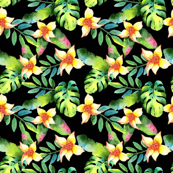 Tropikal Hawaii palmiye ağacı desen bir suluboya tarzında bırakır..