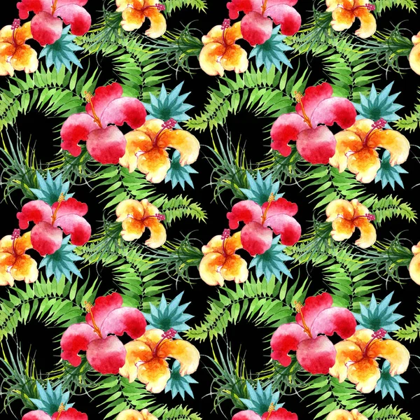 Tropical Hawaii deja patrón de palmera en un estilo acuarela . —  Fotos de Stock