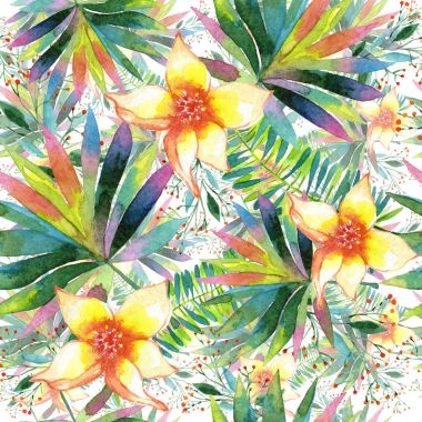 Tropikal Hawaii palmiye ağacı desen bir suluboya tarzında bırakır..