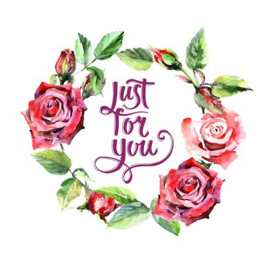 Kır çiçeği rosa çiçek çelenk suluboya tarzında.