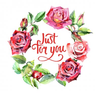 Kır çiçeği rosa çiçek çelenk suluboya tarzında.