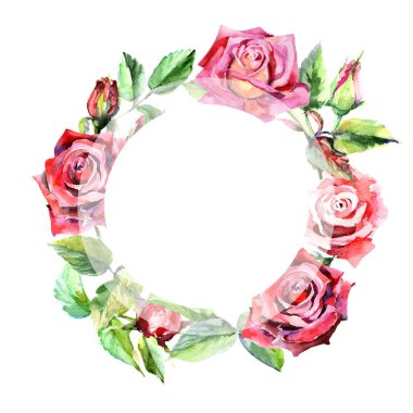 Kır çiçeği rosa çiçek çelenk suluboya tarzında.