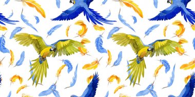 Gökyüzü kuş papağan desende bir yaban hayatı suluboya stili tarafından.