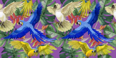 Gökyüzü kuş papağan desende bir yaban hayatı suluboya stili tarafından.