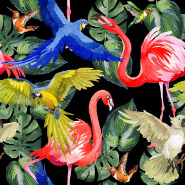 Gökyüzü kuş papağan desende bir yaban hayatı suluboya stili tarafından.