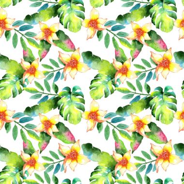 Tropikal Hawaii palmiye ağacı desen bir suluboya tarzında bırakır..