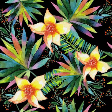 Tropikal Hawaii palmiye ağacı desen bir suluboya tarzında bırakır..