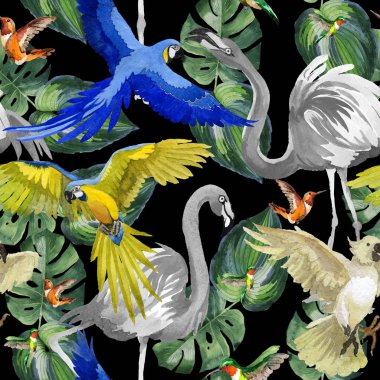 Gökyüzü kuş papağan desende bir yaban hayatı suluboya stili tarafından.