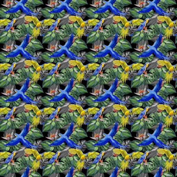 Gökyüzü kuş papağan desende bir yaban hayatı suluboya stili tarafından.