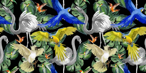 Sky uccello modello pappagallo in una fauna selvatica in stile acquerello . — Foto Stock