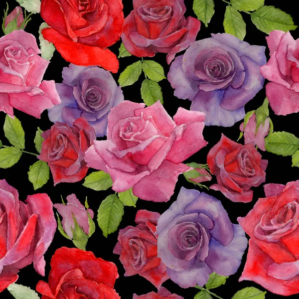Цветочный узор цветка розы в стиле акварели . — стоковое фото