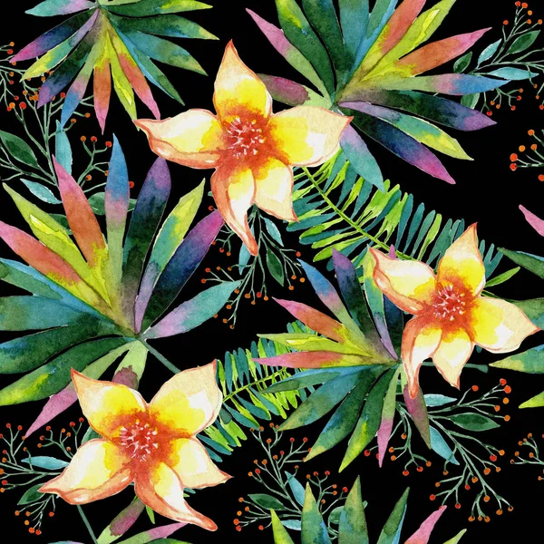 Tropikal Hawaii palmiye ağacı desen bir suluboya tarzında bırakır..