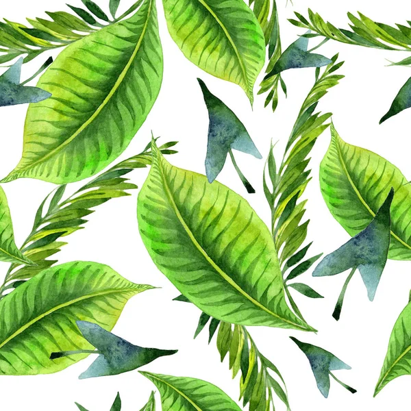 Tropical Hawaii leaves palm tree pattern in a watercolor style. — Stock Photo, Image