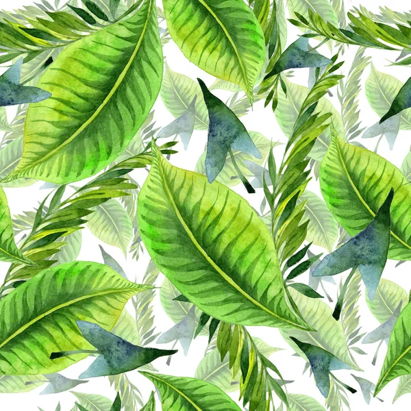 Tropiska Hawaii lämnar palm träd mönster i akvarell stil. — Stockfoto