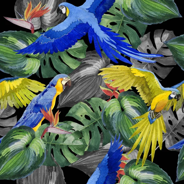 Gökyüzü kuş papağan desende bir yaban hayatı suluboya stili tarafından.