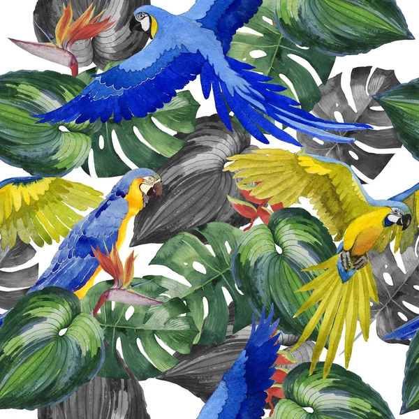 Gökyüzü kuş papağan desende bir yaban hayatı suluboya stili tarafından.