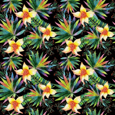 Tropikal Hawaii palmiye ağacı desen bir suluboya tarzında bırakır..