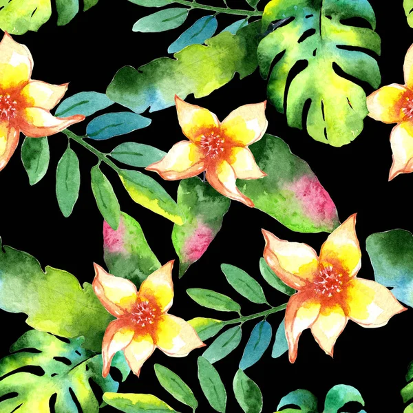 Tropikal Hawaii palmiye ağacı desen bir suluboya tarzında bırakır..