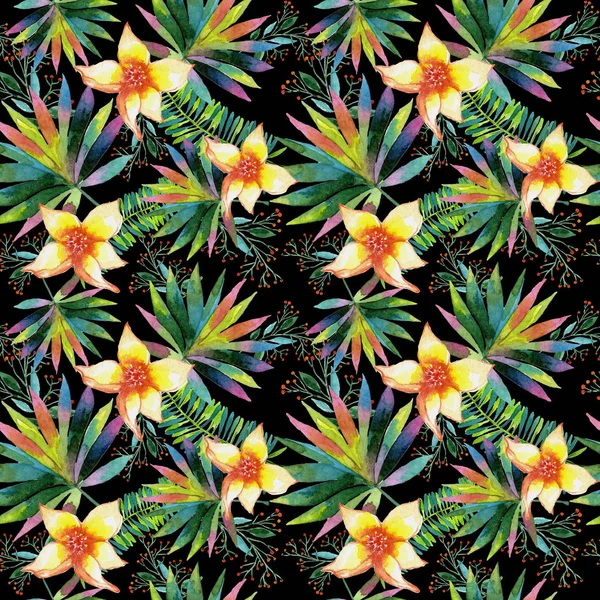 Tropikal Hawaii palmiye ağacı desen bir suluboya tarzında bırakır..