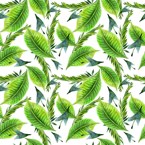 Tropische Hawaii verlaat palm tree patroon in een aquarel stijl. — Stockfoto