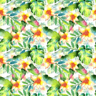 Tropikal Hawaii palmiye ağacı desen bir suluboya tarzında bırakır..