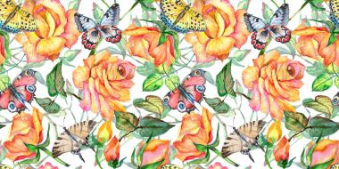 Kır çiçeği gül çiçek deseni suluboya tarzında.