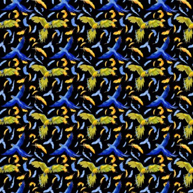 Gökyüzü kuş papağan desende bir yaban hayatı suluboya stili tarafından.