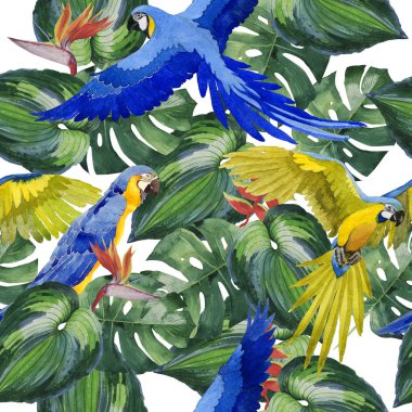 Gökyüzü kuş papağan desende bir yaban hayatı suluboya stili tarafından.
