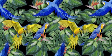 Gökyüzü kuş papağan desende bir yaban hayatı suluboya stili tarafından.