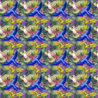 Gökyüzü kuş papağan desende bir yaban hayatı suluboya stili tarafından.