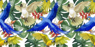 Gökyüzü kuş papağan desende bir yaban hayatı suluboya stili tarafından.