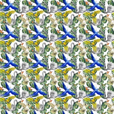 Gökyüzü kuş papağan desende bir yaban hayatı suluboya stili tarafından.