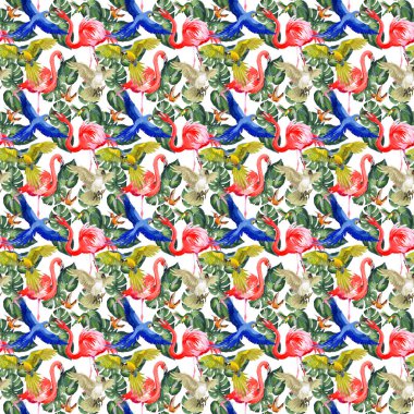 Gökyüzü kuş papağan desende bir yaban hayatı suluboya stili tarafından.