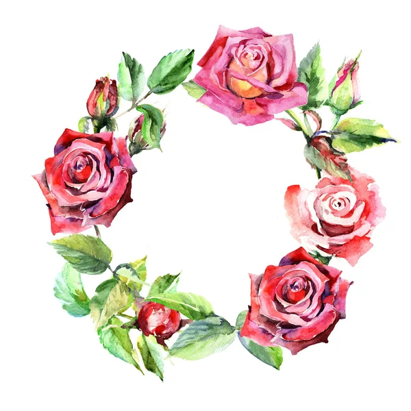 Kır çiçeği rosa çiçek çelenk suluboya tarzında.