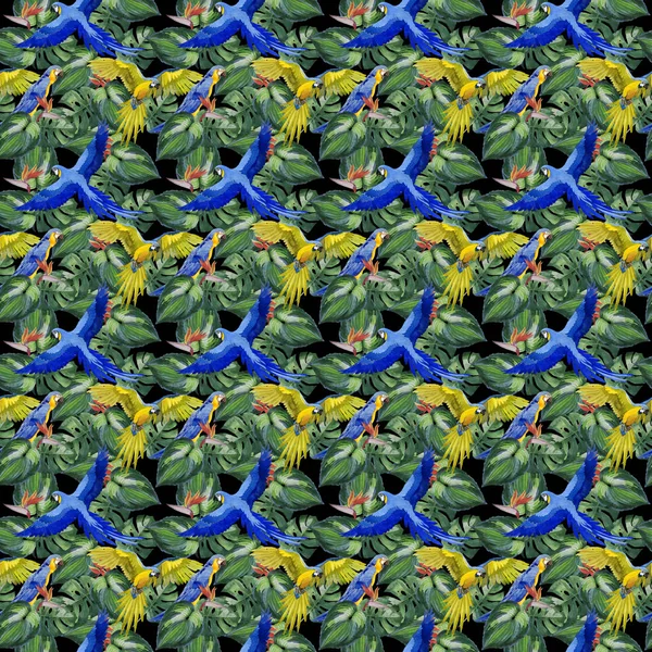 Gökyüzü kuş papağan desende bir yaban hayatı suluboya stili tarafından.