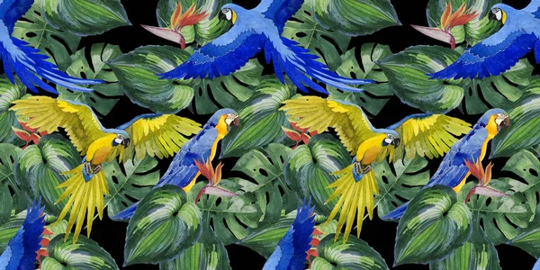 Gökyüzü kuş papağan desende bir yaban hayatı suluboya stili tarafından.