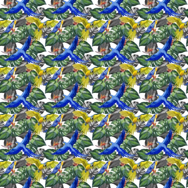 Gökyüzü kuş papağan desende bir yaban hayatı suluboya stili tarafından.