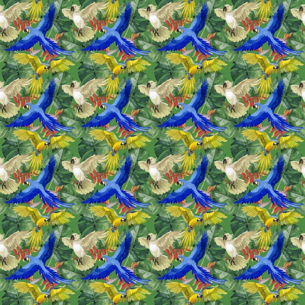 Gökyüzü kuş papağan desende bir yaban hayatı suluboya stili tarafından.