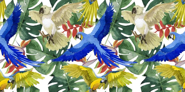 Gökyüzü kuş papağan desende bir yaban hayatı suluboya stili tarafından.