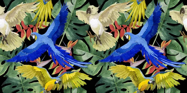 Gökyüzü kuş papağan desende bir yaban hayatı suluboya stili tarafından.
